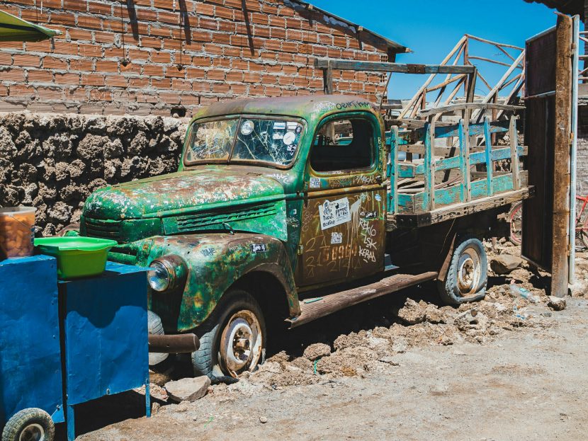 Abandoned green truck