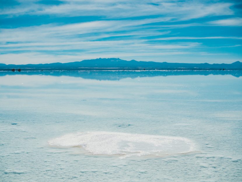 Salt on the surface of the lake in Uyuni