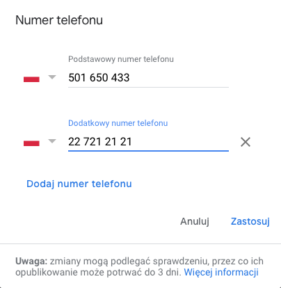 Business phone number on Google Maps