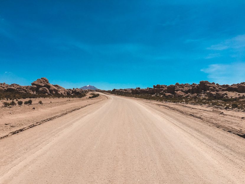 A road through the desert in Bolivia