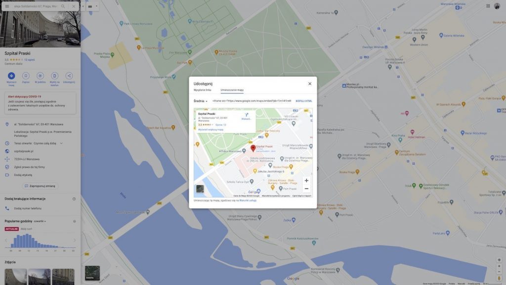 Google map on the website