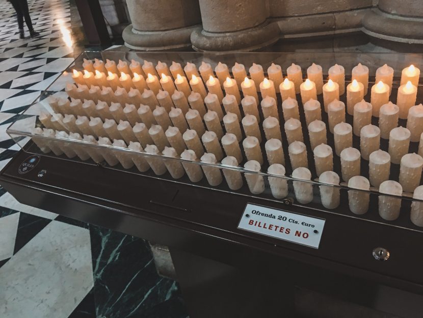electronic candles in the church