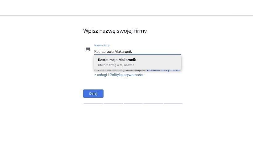 Wpisz nazwę swojej firmy w Mapach Google