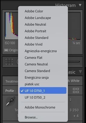 Profile kolorów Adobe Lightroom Classic