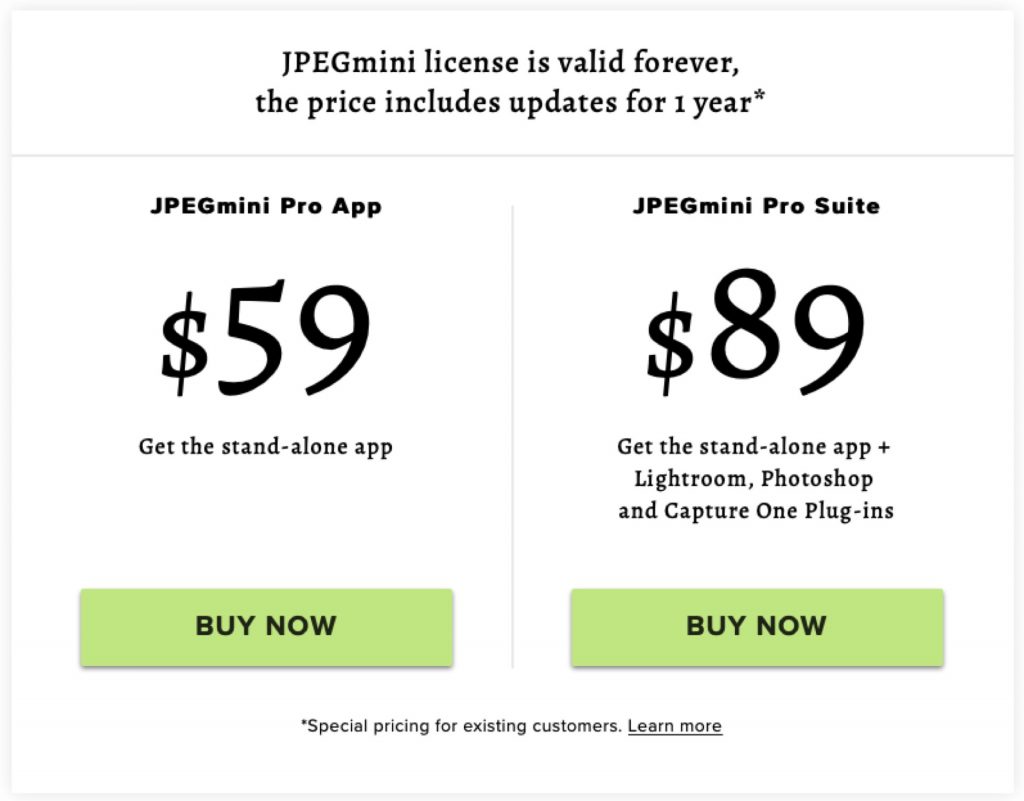 JPEGmini Prices
