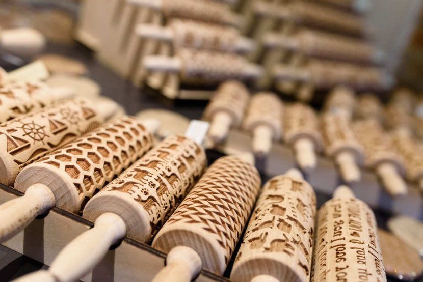 Wooden rolling pins with patterns