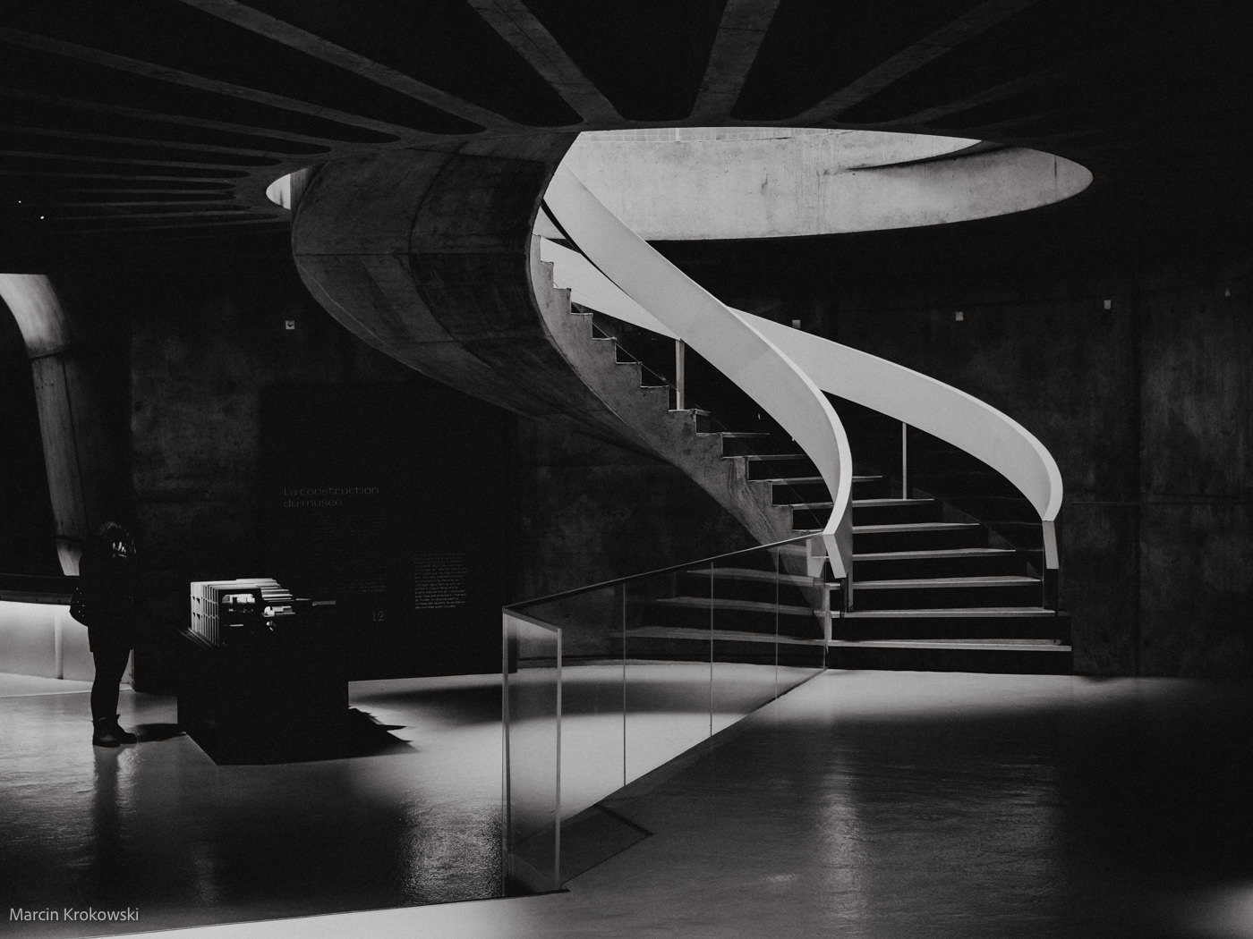 twisted stairs in black and white
